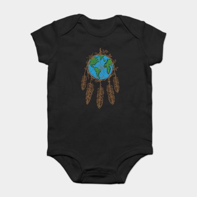 Earth Dream Catcher Shield T-Shirt Gift for Earth Day Baby Bodysuit by creative